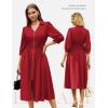 image:imageGRACE KARIN Womens Summer Midi Dress 2026 A Line Business Office Work Dress Fit and Flare Zipper 34 Sleeve Dress with PocketRed