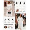 image:imageGRACE KARIN Womens Summer Midi Dress 2026 A Line Business Office Work Dress Fit and Flare Zipper 34 Sleeve Dress with PocketWhite