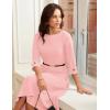 image:imageGRACE KARIN Work Dresses for Women 2026 34 Sleeve Fit and Flare Business Midi Dress Classy Office Dresses with PocketsLight Pink