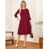 image:imageGRACE KARIN Work Dresses for Women 2026 34 Sleeve Fit and Flare Business Midi Dress Classy Office Dresses with PocketsWine Red