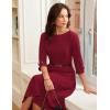 image:imageGRACE KARIN Work Dresses for Women 2026 34 Sleeve Fit and Flare Business Midi Dress Classy Office Dresses with PocketsWine Red