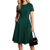 image:imageGRACE KARIN Church Dresses for Women 2026 Short Sleeve A Line Work Dresses Fit and Flare Dress with PocketsDark Green