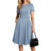 image:imageGRACE KARIN Church Dresses for Women 2026 Short Sleeve A Line Work Dresses Fit and Flare Dress with PocketsLight Blue