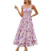 image:imageGRACE KARIN Womens 2026 Summer Floral Boho Dress Square Neck Strapped Swing A Line Sundress Beach Long Maxi OutfitsPurple Yellow