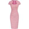 image:imageGRACE KARIN Womens Gorgeous Pencil Dress Cap Sleeve Tweed Pencil Dress for WorkPink Plaid