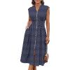 image:imageGRACE KARIN Womens Summer Casual Dress Business Office Work Dresses Cap Sleeve Zipper Front Flowy Midi Dress with PocketsNavy Polka Dot