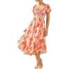 image:imageGRACE KARIN Womens Summer Floral Maxi Dress 2026 Flowy Wedding Guest Dress A Line Boho Dresses Fashion Clothing with PocketsOrange Floral