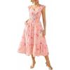 image:imageGRACE KARIN Womens Summer Floral Maxi Dress 2026 Ruffle Sleeve Smocked Sundress Flowy Wedding Guest Long Dresses with PocketOrange Floral