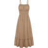 image:imageGRACE KARIN Womens Summer Maxi Dress 2026Smocked Ruched Bust Sundress with Adjustable Straps amp PocketsBeach Vacation DressLight Coffee