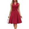 image:imageGRACE KARIN Womens Wear to Work Dresses 2026 Business Office Fit and Flare Midi Dress Church Outfits with PocketsRed