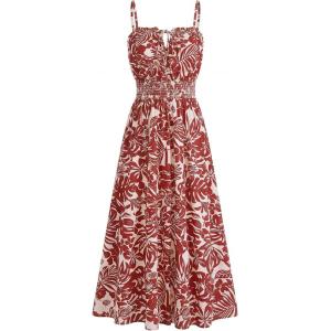 image:imageGRACE KARIN 2026 Womens Hawaiian Midi Sundress Summer Vacation Spaghetti Floral Clothes Boho Casual Dresses with PocketsRed Floral