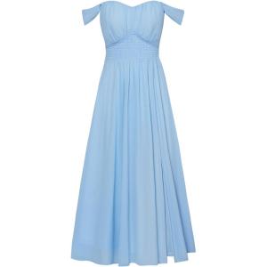 image:imageGRACE KARIN 2026 Womens Summer Floral Wedding Guest DressBeach Flowy A Line Maxi Off Shoulder Bridesmaid DressesLight Blue