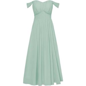 image:imageGRACE KARIN 2026 Womens Summer Floral Wedding Guest DressBeach Flowy A Line Maxi Off Shoulder Bridesmaid DressesLight Green