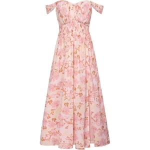 image:imageGRACE KARIN 2026 Womens Summer Floral Wedding Guest DressBeach Flowy A Line Maxi Off Shoulder Bridesmaid DressesPink Floral