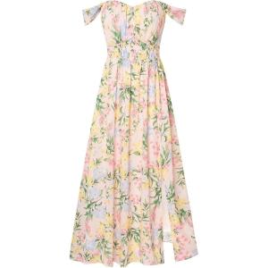image:imageGRACE KARIN 2026 Womens Summer Floral Wedding Guest DressBeach Flowy A Line Maxi Off Shoulder Bridesmaid DressesPinkyellow