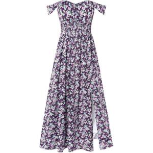 image:imageGRACE KARIN 2026 Womens Summer Floral Wedding Guest DressBeach Flowy A Line Maxi Off Shoulder Bridesmaid DressesPurple Flower