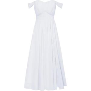 image:imageGRACE KARIN 2026 Womens Summer Floral Wedding Guest DressBeach Flowy A Line Maxi Off Shoulder Bridesmaid DressesWhite