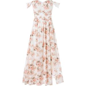 image:imageGRACE KARIN 2026 Womens Summer Floral Wedding Guest DressBeach Flowy A Line Maxi Off Shoulder Bridesmaid DressesWhitepink