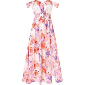 image:imageGRACE KARIN 2026 Womens Summer Floral Wedding Guest DressBeach Flowy A Line Maxi Off Shoulder Bridesmaid DressesWhitepurple Red