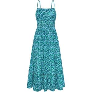 image:imageGRACE KARIN Summer Dresses for Women 2026 VacationSmocked Floral Maxi DressBoho Beach Sundress with Pocket Fashion ClothingGreen Blue