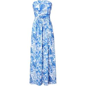 image:imageGRACE KARIN Women Strapless Dress Casual Loose Ruched Long Maxi Dress with PocketsFlowe White Blue R