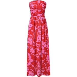 image:imageGRACE KARIN Women Strapless Dress Casual Loose Ruched Long Maxi Dress with PocketsRose Red