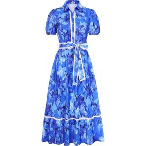image:imageGRACE KARIN Women Summer Floral Maxi Dresses 2026 Wedding Guest Puff Sleeve Shirt Sundresses Boho Spring Clothes with PocketsRoyal Blue Floral