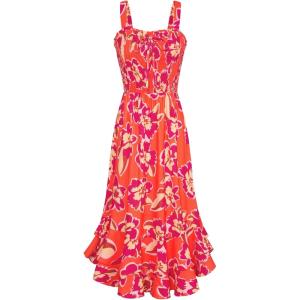 image:imageGRACE KARIN Womens 2026 Summer Floral Boho Dress Square Neck Strapped Swing A Line Sundress Beach Long Maxi OutfitsPurple Orange