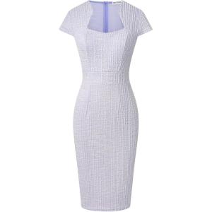 image:imageGRACE KARIN Womens Gorgeous Pencil Dress Cap Sleeve Tweed Pencil Dress for WorkLilac
