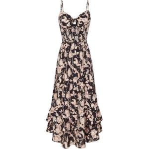 image:imageGRACE KARIN Womens Maxi Floral Sundresses Summer Beach Boho Dress Spaghetti Strap Dresses Casual Fashion Clothes with PocketsBlack and Beige Floral