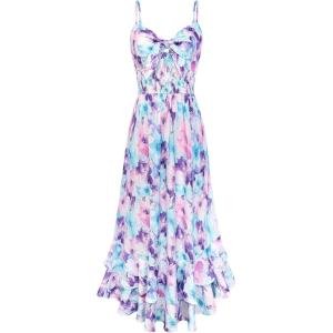 image:imageGRACE KARIN Womens Maxi Floral Sundresses Summer Beach Boho Dress Spaghetti Strap Dresses Casual Fashion Clothes with PocketsBlue Purple Floral