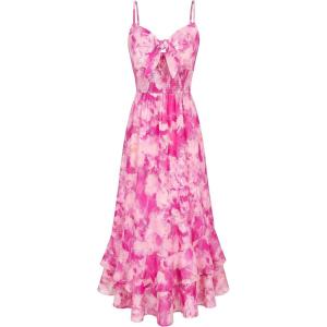 image:imageGRACE KARIN Womens Maxi Floral Sundresses Summer Beach Boho Dress Spaghetti Strap Dresses Casual Fashion Clothes with PocketsRose Pink Floral