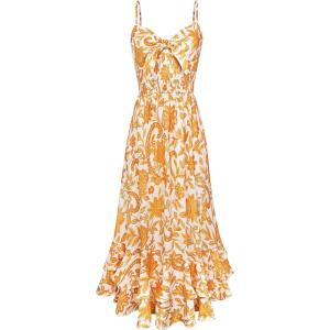 image:imageGRACE KARIN Womens Maxi Floral Sundresses Summer Beach Boho Dress Spaghetti Strap Dresses Casual Fashion Clothes with PocketsYellow Floral
