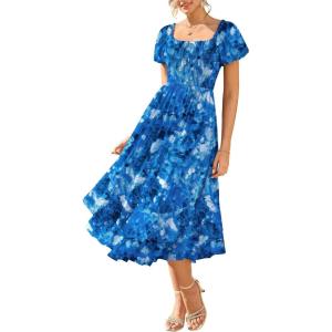 image:imageGRACE KARIN Womens Summer Floral Maxi Dress 2026 Flowy Wedding Guest Dress A Line Boho Dresses Fashion Clothing with PocketsBlue Floral