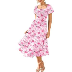 image:imageGRACE KARIN Womens Summer Floral Maxi Dress 2026 Flowy Wedding Guest Dress A Line Boho Dresses Fashion Clothing with PocketsPink Floral