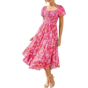 image:imageGRACE KARIN Womens Summer Floral Maxi Dress 2026 Flowy Wedding Guest Dress A Line Boho Dresses Fashion Clothing with PocketsRose Red Floral