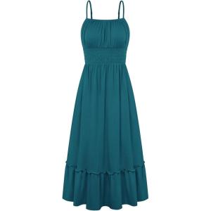 image:imageGRACE KARIN Womens Summer Maxi Dress 2026Smocked Ruched Bust Sundress with Adjustable Straps amp PocketsBeach Vacation DressTeal