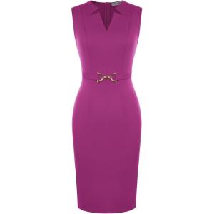 image:imageGRACE KARIN Work Dresses for Women 2026V Neck Business Office Bodyon DressSleeveless Pencil Semi Formal Midi DressRose Purple