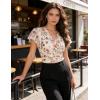 image:imageGRACE KARIN 2026 Womens Mesh Tops Summer Ruffle Sleeve Dressy Casual Top Floral Wrap Blouse Fashion OutfitsBeige