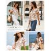 image:imageGRACE KARIN 2026 Womens Mesh Tops Summer Ruffle Sleeve Dressy Casual Top Floral Wrap Blouse Fashion OutfitsBeige