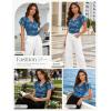 image:imageGRACE KARIN 2026 Womens Mesh Tops Summer Ruffle Sleeve Dressy Casual Top Floral Wrap Blouse Fashion OutfitsBlue