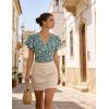 image:imageGRACE KARIN 2026 Womens Mesh Tops Summer Ruffle Sleeve Dressy Casual Top Floral Wrap Blouse Fashion OutfitsGreen White