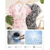 image:imageGRACE KARIN 2026 Womens Mesh Tops Summer Ruffle Sleeve Dressy Casual Top Floral Wrap Blouse Fashion OutfitsPink White