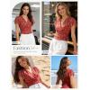 image:imageGRACE KARIN 2026 Womens Mesh Tops Summer Ruffle Sleeve Dressy Casual Top Floral Wrap Blouse Fashion OutfitsRed