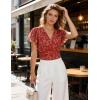 image:imageGRACE KARIN 2026 Womens Mesh Tops Summer Ruffle Sleeve Dressy Casual Top Floral Wrap Blouse Fashion OutfitsRed