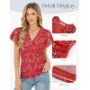 image:imageGRACE KARIN 2026 Womens Mesh Tops Summer Ruffle Sleeve Dressy Casual Top Floral Wrap Blouse Fashion OutfitsRed