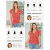 image:imageGRACE KARIN 2026 Womens Mesh Tops Summer Ruffle Sleeve Dressy Casual Top Floral Wrap Blouse Fashion OutfitsRed White