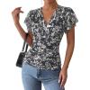 image:imageGRACE KARIN 2026 Womens Mesh Tops Summer Ruffle Sleeve Dressy Casual Top Floral Wrap Blouse Fashion OutfitsBlack White
