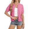 image:imageGRACE KARIN Womens Casual Short Sleeve Cardigan Lightweight Summer Cardigan Sweater 2026 Button Up Cropped Shrug SweaterBright Pink