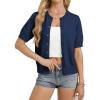 image:imageGRACE KARIN Womens Casual Short Sleeve Cardigan Lightweight Summer Cardigan Sweater 2026 Button Up Cropped Shrug SweaterNavy Blue